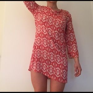 Coral Patterned Shift Dress