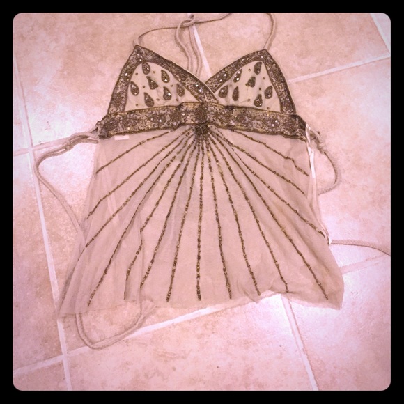 Marciano backless beaded top gold & sexy