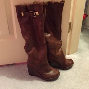 Knee high Wedged brown boots