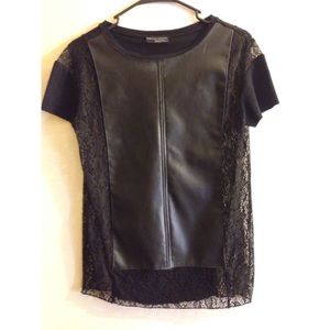 Black Zara shirt with lace&leather!