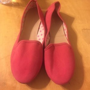 Coral pink ballet flats