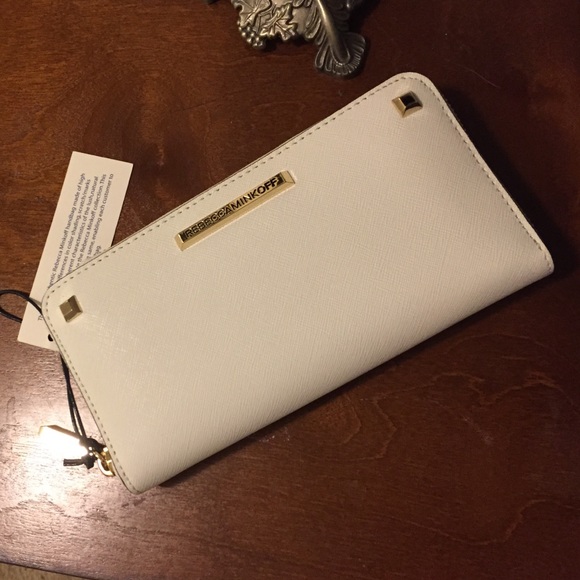Rebecca Minkoff Handbags - White Ava Saffiano Leather Zip Continental Wallet