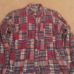 Patch plaid collar shirt