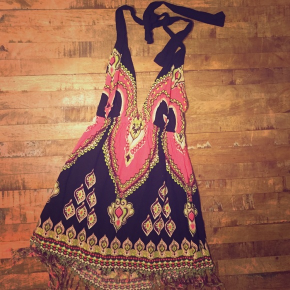 Adorable patterned halter tank with open back