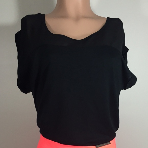 Kardashian kollection contrast chiffon black shirt - Picture 1 of 3