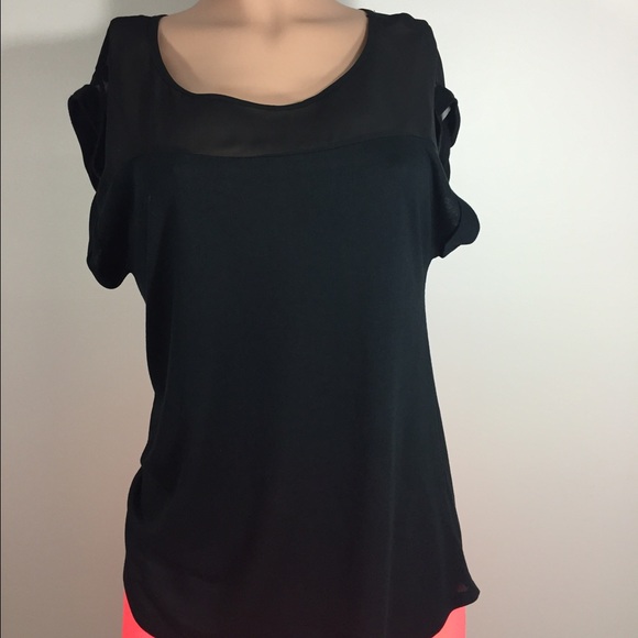 Kardashian kollection contrast chiffon black shirt - Picture 2 of 3