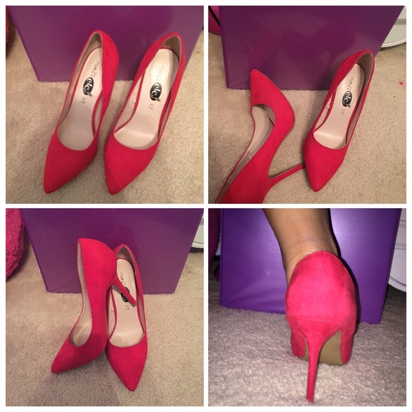 Red suede heels