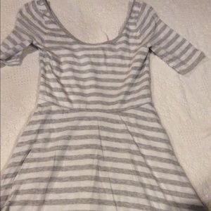 Gray/white striped skater dress