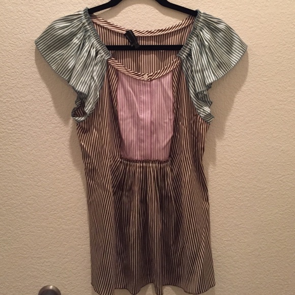 BCBG Silk Stripped Blouse Size XS