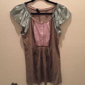 BCBG Silk Stripped Blouse Size XS