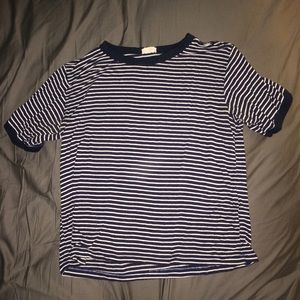 Brandy Melville navy blue & white striped t-shirt