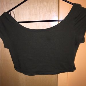 Army green crop top