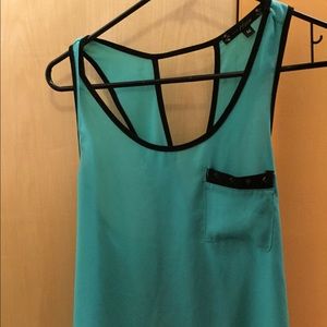 Turquoise and black tank top