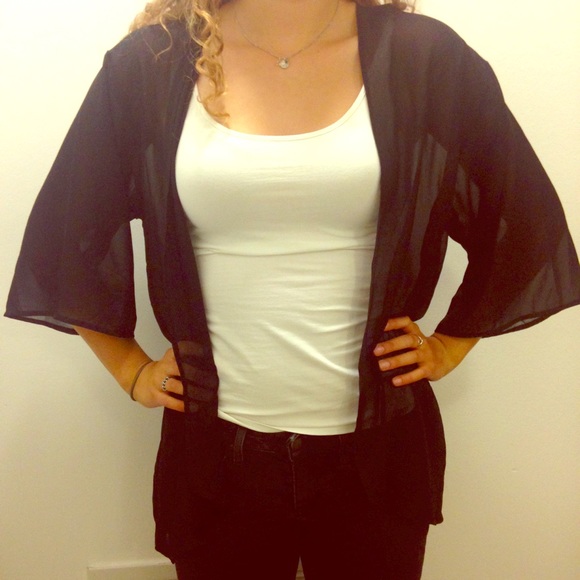 Sheer black kimono, worn once