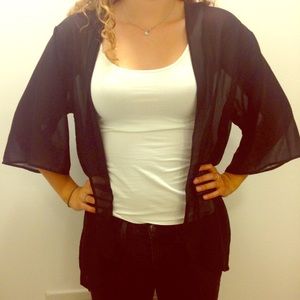 Sheer black kimono, worn once