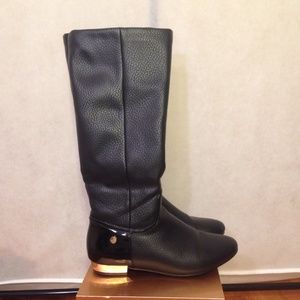 Black Tall Boots With Gold Details