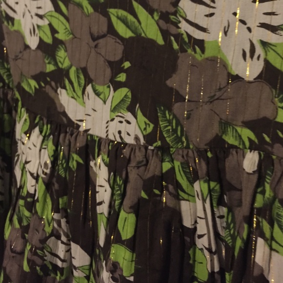 Danish Flared Floral Skirt Brown Green Gold - Picture 4 of 4