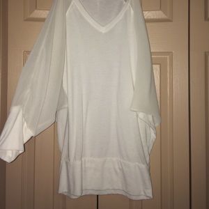 Sheer white v-neck tunic