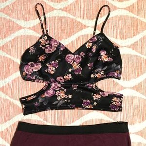 Floral crop top with cut out sides
