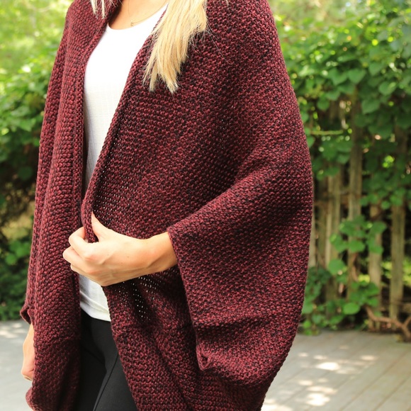 SOLD OUT Burgundy Knit Cocoon Sweater - Picture 2 of 4