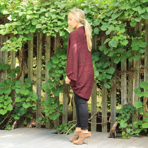 SOLD OUT Burgundy Knit Cocoon Sweater - Picture 3 of 4