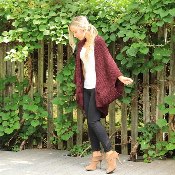 SOLD OUT Burgundy Knit Cocoon Sweater - Picture 4 of 4