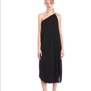 RACHEL ZOE BLACK ONE SHOULDER MIDI DRESS - S