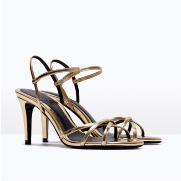 Zara Strappy Gold Sandals (Pics)