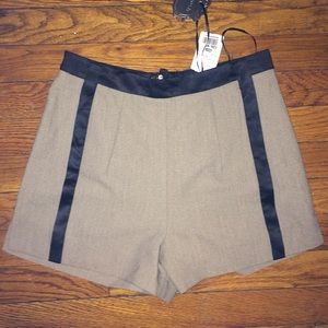 Black & Beige High-Waist Shorts