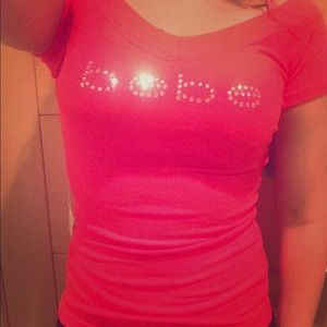 Pink Ribbed Bebe T-shirt