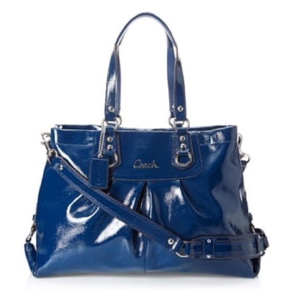 Coach Handbags - Coach- Ashley Patent Leather Caryall Cobalt Blue