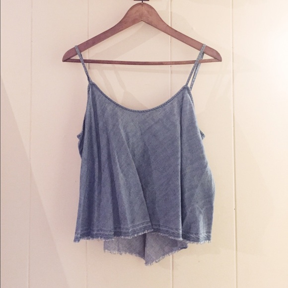 Denim spaghetti strap free people top