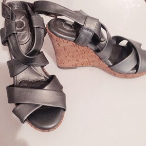 You by Crocs silver cork wedge sandals size 6