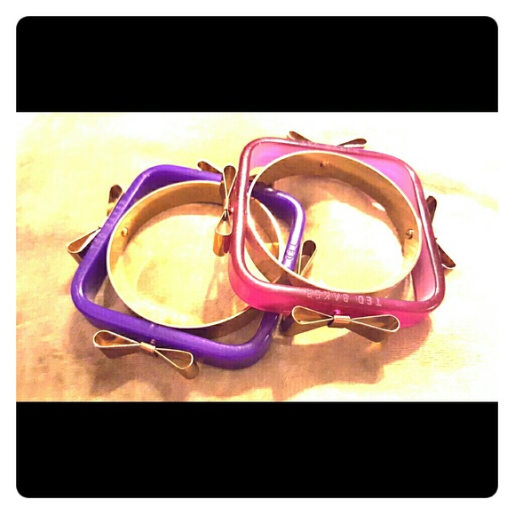 2 Ted Baker 4 bow bangles purple and pink