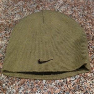 Sage green Nike beanie.