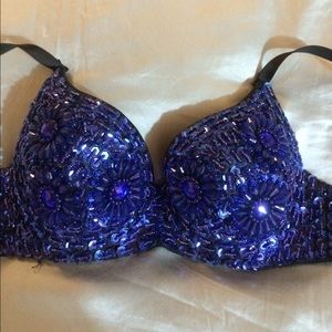 Blue sequin bra