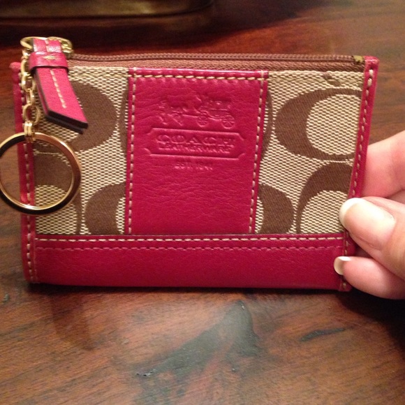 Coach wallet - mini canvas/leather - burgundy