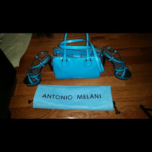 Authentic antonio melani blue leather purse