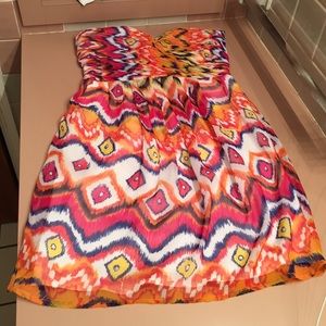 Tribal Printed Strapless Dress