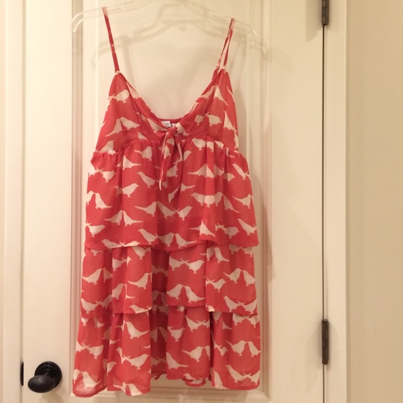 Pink MINKPINK ruffle dress with bird print