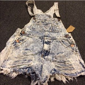 Distressed denim jumpers