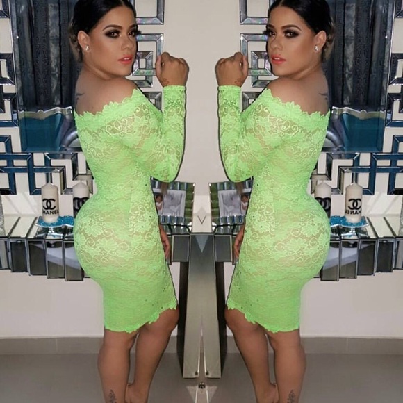 Lace lime green dress