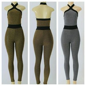 Silver Mesh Halter Jumpsuit