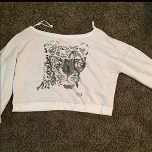 Pink cheetah off the shoulder sweater