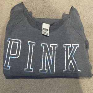 PINK light gray pullover sweatshirt