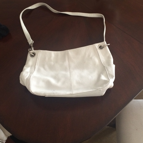White leather handbag