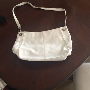 White leather handbag