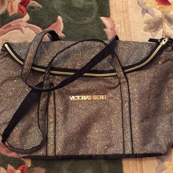 victoria secret gold glitter bag