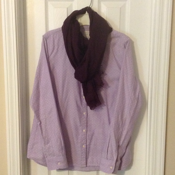 Lavender polka dot collared shirt from The Gap