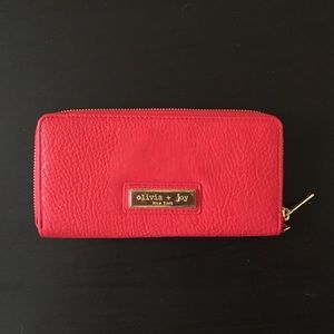 Olivia + Joy bright red zip wallet